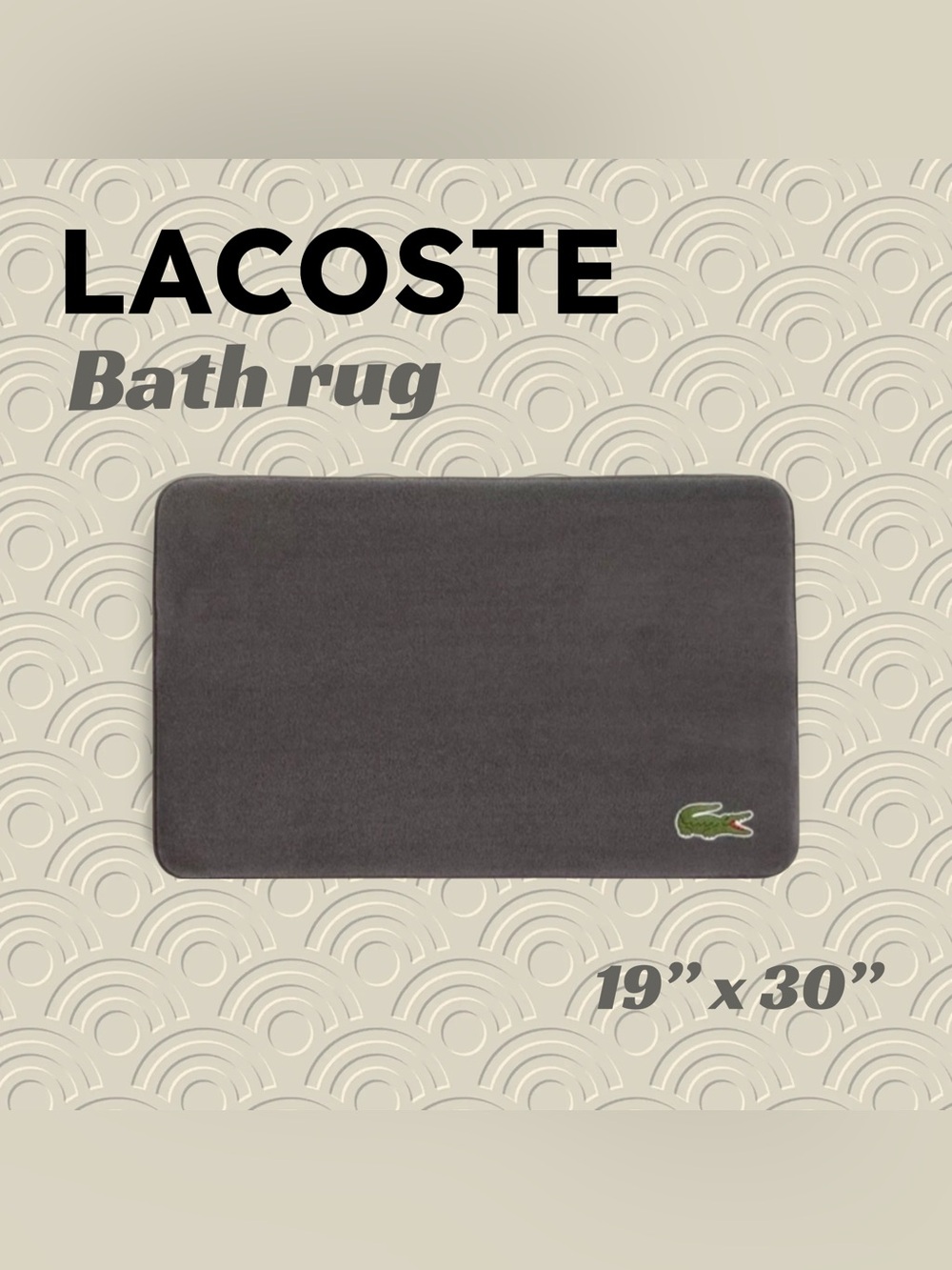 ⬇️🇫🇷👍GUC LACOSTE | Iconic GRAY Crocodile Memory Foam Bath Rug, 19" x 30"*